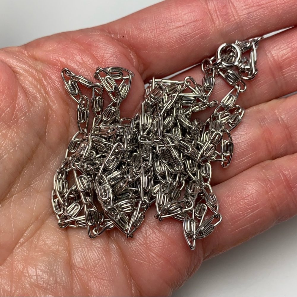 Vintage Crown Trifari Long Flapper 54" Silver Tone Scroll Snail Chain Necklace - Picture 5 of 8